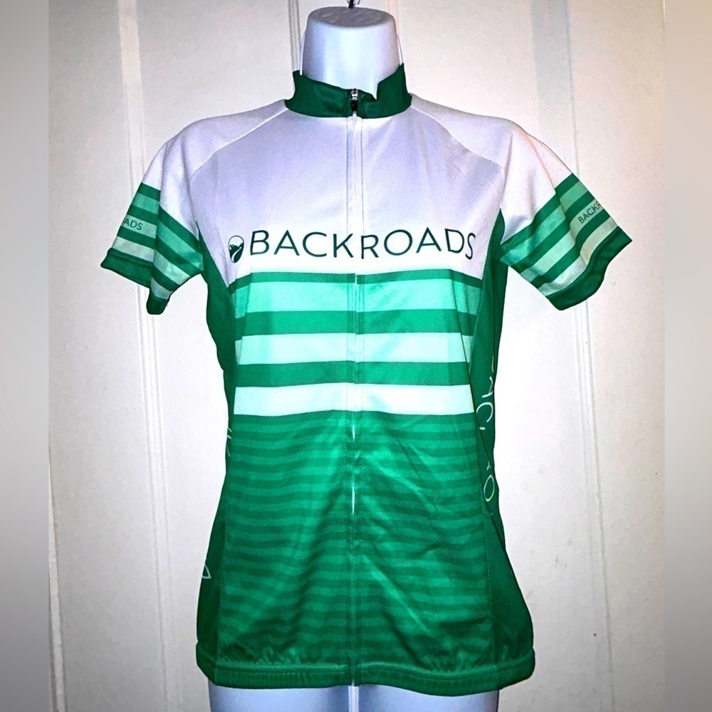 Backroads Women's Green Striped Cycling Jersey